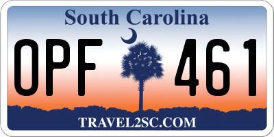 SC license plate OPF461