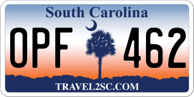SC license plate OPF462