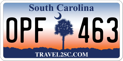 SC license plate OPF463