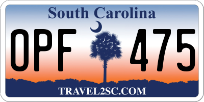 SC license plate OPF475