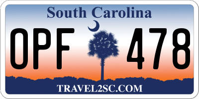 SC license plate OPF478