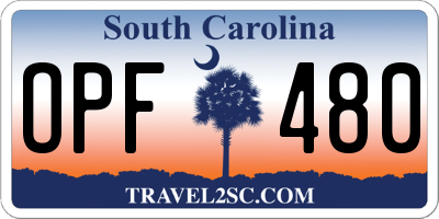 SC license plate OPF480