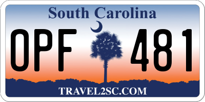 SC license plate OPF481