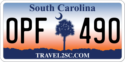 SC license plate OPF490