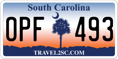 SC license plate OPF493