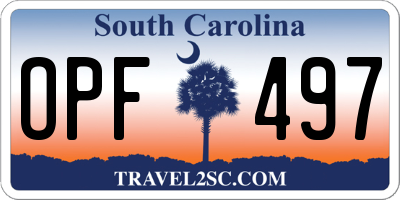SC license plate OPF497
