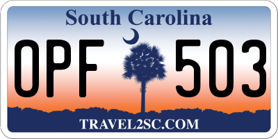 SC license plate OPF503