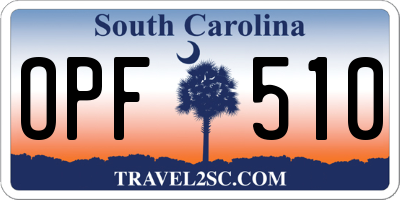 SC license plate OPF510