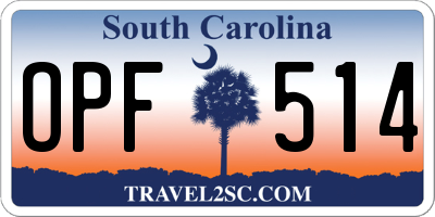 SC license plate OPF514