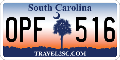 SC license plate OPF516