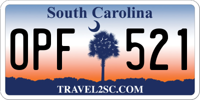 SC license plate OPF521