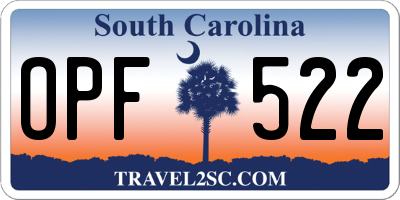 SC license plate OPF522