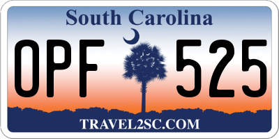 SC license plate OPF525
