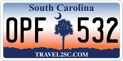 SC license plate OPF532