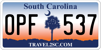 SC license plate OPF537