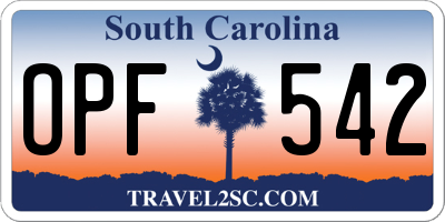 SC license plate OPF542