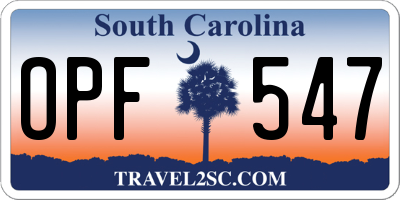 SC license plate OPF547
