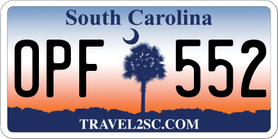 SC license plate OPF552