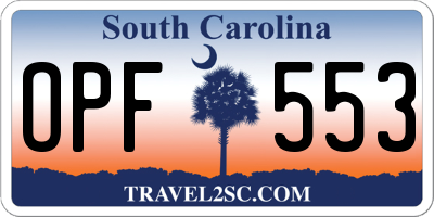 SC license plate OPF553
