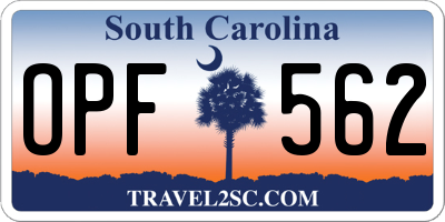 SC license plate OPF562
