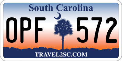 SC license plate OPF572