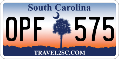 SC license plate OPF575