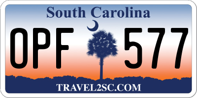 SC license plate OPF577