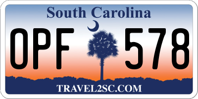 SC license plate OPF578