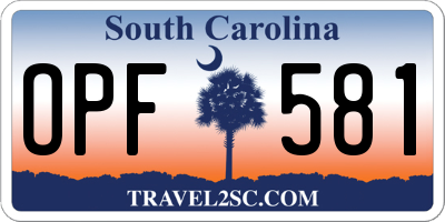 SC license plate OPF581