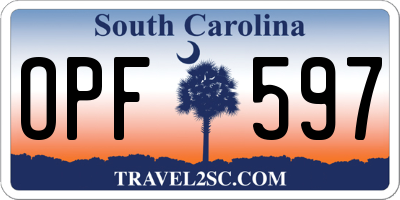 SC license plate OPF597