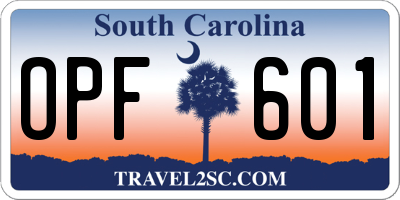 SC license plate OPF601