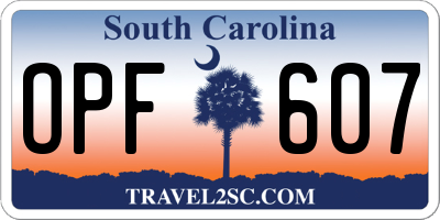 SC license plate OPF607