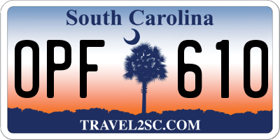 SC license plate OPF610