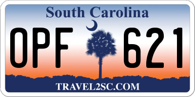 SC license plate OPF621