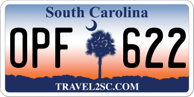 SC license plate OPF622