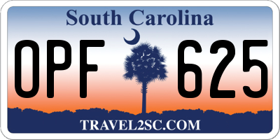 SC license plate OPF625