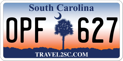 SC license plate OPF627