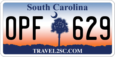 SC license plate OPF629
