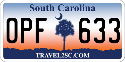 SC license plate OPF633