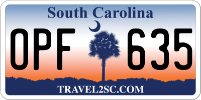 SC license plate OPF635