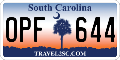 SC license plate OPF644