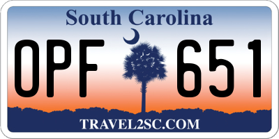 SC license plate OPF651