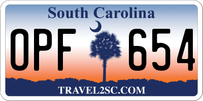 SC license plate OPF654