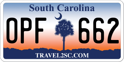 SC license plate OPF662