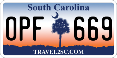 SC license plate OPF669