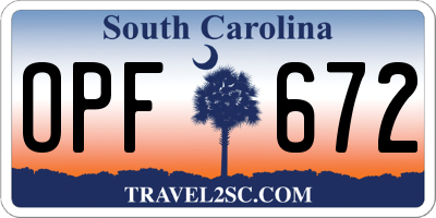SC license plate OPF672