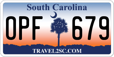 SC license plate OPF679