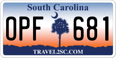 SC license plate OPF681