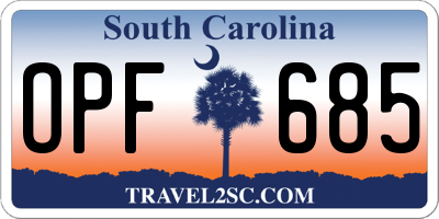 SC license plate OPF685