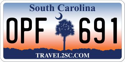 SC license plate OPF691